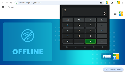 Calculator – History, Themes, Offline  from Chrome web store to be run with OffiDocs Chromium online