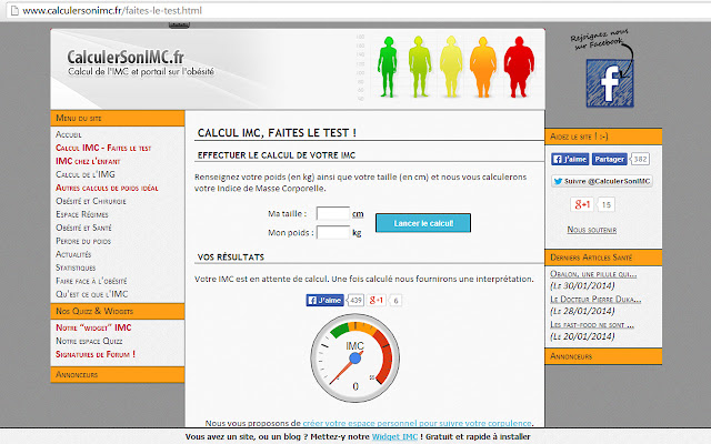 Calcul de lIMC (Indice de Masse Corporelle)  from Chrome web store to be run with OffiDocs Chromium online