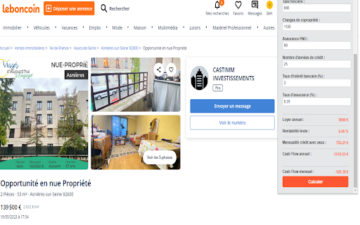 Calcul Rentabilité  from Chrome web store to be run with OffiDocs Chromium online