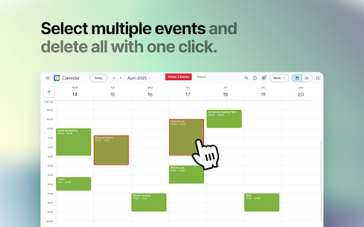 Calendar Bulk Delete  from Chrome web store to be run with OffiDocs Chromium online