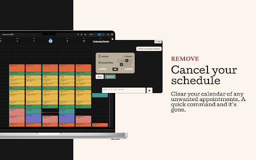 Calendar Genie  from Chrome web store to be run with OffiDocs Chromium online