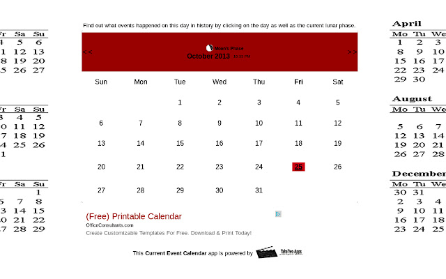 Calendar w/ Lunar Phases  from Chrome web store to be run with OffiDocs Chromium online