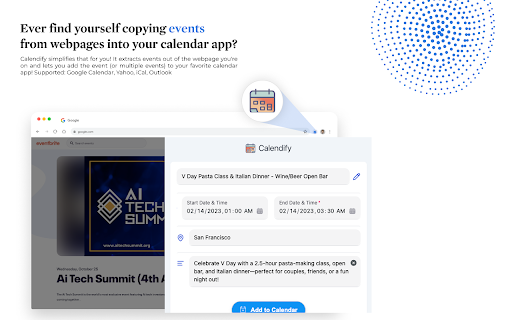 Calendify: Add to Calendar w/ AI  from Chrome web store to be run with OffiDocs Chromium online
