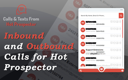 Calls and Texts from Hot Prospector  from Chrome web store to be run with OffiDocs Chromium online