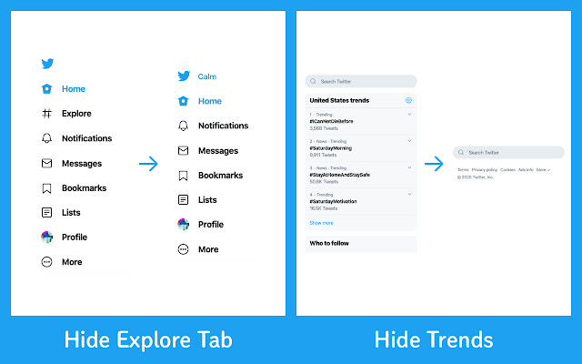 Calm Twitter  from Chrome web store to be run with OffiDocs Chromium online