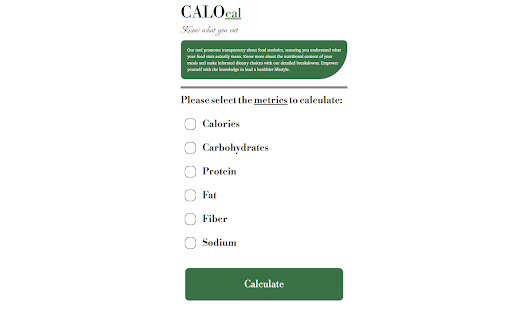 CaloCal  from Chrome web store to be run with OffiDocs Chromium online