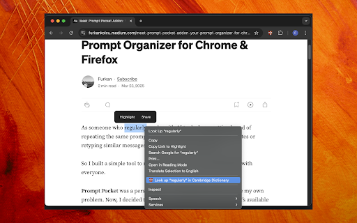 Cambridge Dictionary  from Chrome web store to be run with OffiDocs Chromium online