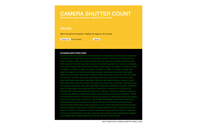 Camera Shutter Count  from Chrome web store to be run with OffiDocs Chromium online