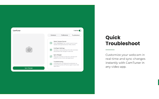 CamTuner  from Chrome web store to be run with OffiDocs Chromium online