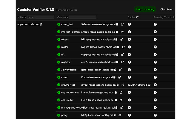 Canister Verifier mula sa Chrome web store na tatakbo sa OffiDocs Chromium online
