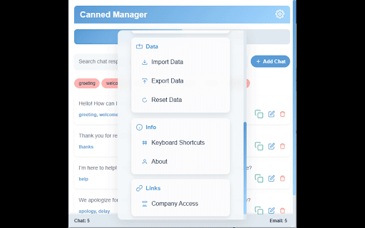 Canned Manager  from Chrome web store to be run with OffiDocs Chromium online