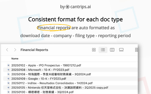 Cantrips.ai: Auto Rename Downloaded Files Based on Content  from Chrome web store to be run with OffiDocs Chromium online