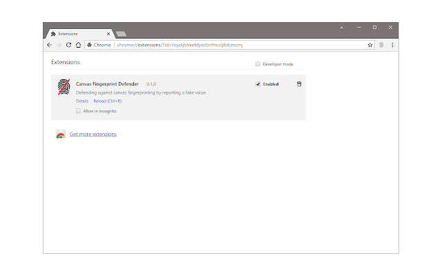 Canvas Fingerprint Defender  from Chrome web store to be run with OffiDocs Chromium online