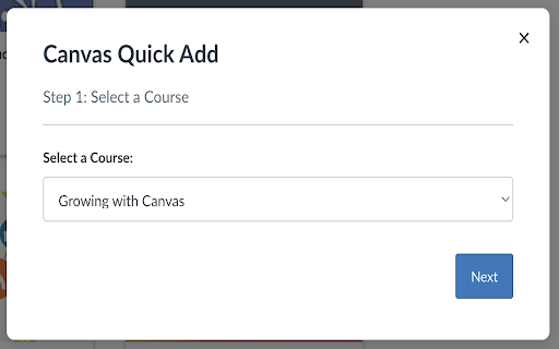 Canvas LMS Quick Add  from Chrome web store to be run with OffiDocs Chromium online