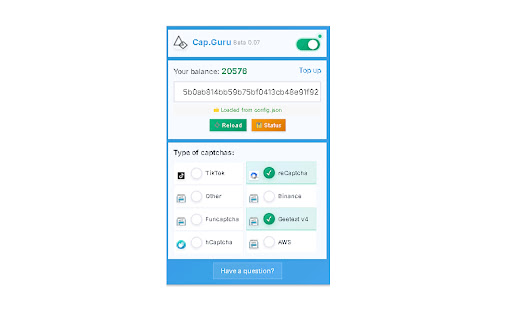 Cap.Guru captcha solved  from Chrome web store to be run with OffiDocs Chromium online