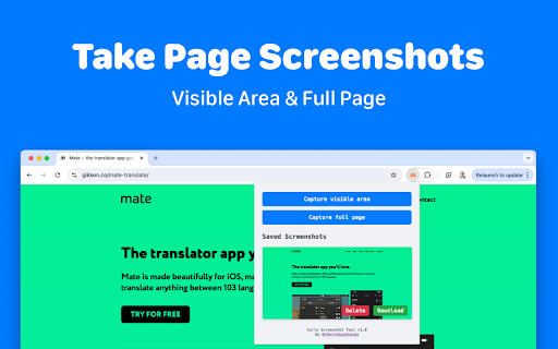 Captureo: Full Webpage Screenshots for Chrome  from Chrome web store to be run with OffiDocs Chromium online