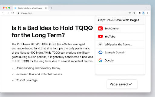 Capture  Save Web Pages  from Chrome web store to be run with OffiDocs Chromium online
