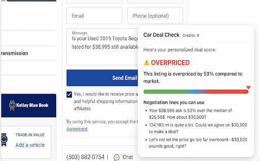 CarDealCheck  from Chrome web store to be run with OffiDocs Chromium online