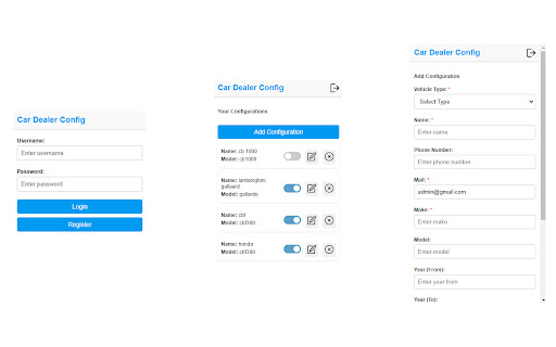 Car Dealer Configuration  from Chrome web store to be run with OffiDocs Chromium online