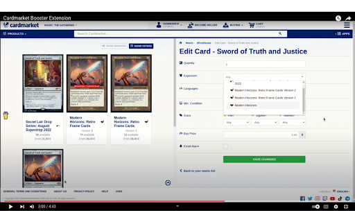 Cardmarket Booster  from Chrome web store to be run with OffiDocs Chromium online