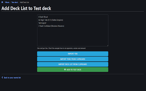 Cardmarket Wantlist Import Utils  from Chrome web store to be run with OffiDocs Chromium online