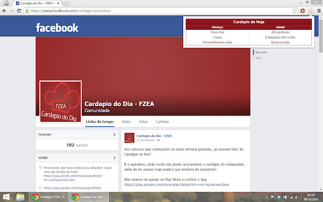 Cardápio FZEA  from Chrome web store to be run with OffiDocs Chromium online