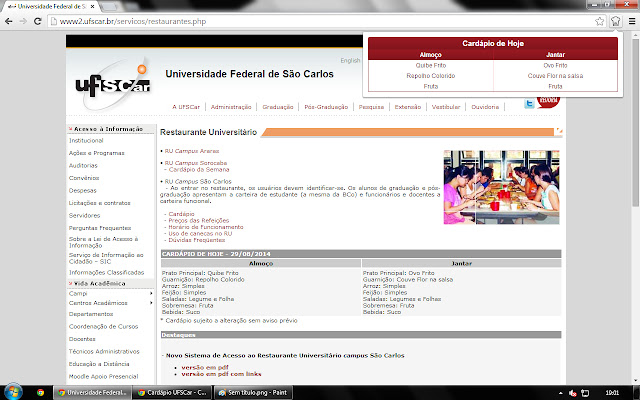 Cardápio UFSCar  from Chrome web store to be run with OffiDocs Chromium online