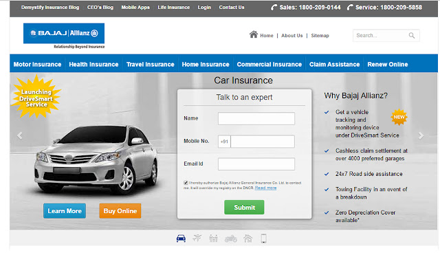 Car Insurance Bajaj  from Chrome web store to be run with OffiDocs Chromium online