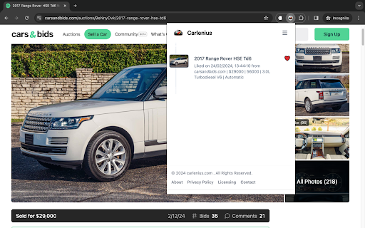 Carlenius  from Chrome web store to be run with OffiDocs Chromium online