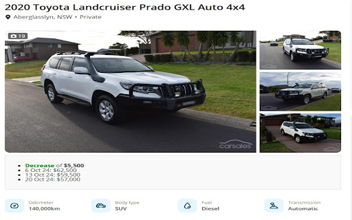 Carsales.com.au Price History Tracker  from Chrome web store to be run with OffiDocs Chromium online