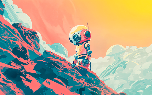 cartoon ai robot character scene  from Chrome web store to be run with OffiDocs Chromium online