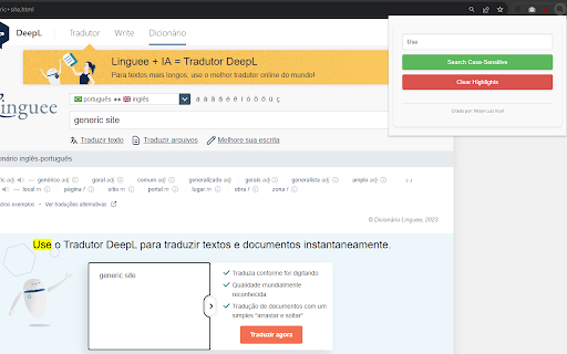 Case Sensitive Search  from Chrome web store to be run with OffiDocs Chromium online