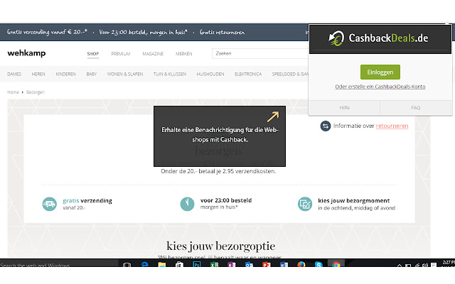 CashbackDeals.de Cashback Melder  from Chrome web store to be run with OffiDocs Chromium online
