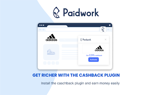 Cashback service Paidwork  from Chrome web store to be run with OffiDocs Chromium online