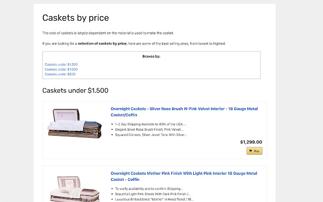 Caskets for sale: Buy cheap caskets online  from Chrome web store to be run with OffiDocs Chromium online