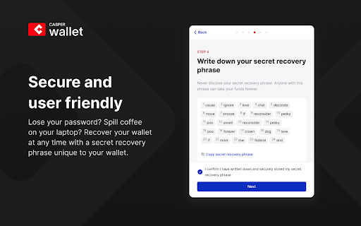 Casper Wallet  from Chrome web store to be run with OffiDocs Chromium online