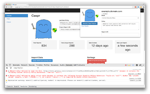 Caspr: Enforcer  from Chrome web store to be run with OffiDocs Chromium online