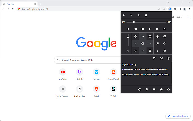 Cast Kodi  from Chrome web store to be run with OffiDocs Chromium online