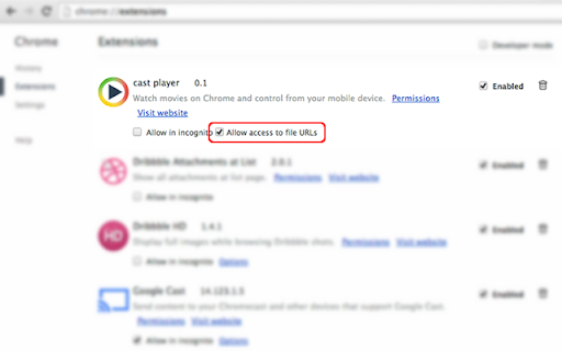 cast player  from Chrome web store to be run with OffiDocs Chromium online