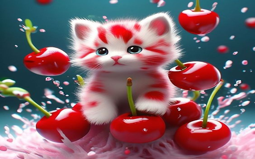 Cat and cherry wallpaper  from Chrome web store to be run with OffiDocs Chromium online