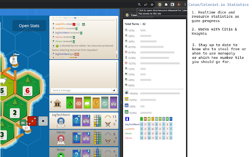 Catan Statistics  from Chrome web store to be run with OffiDocs Chromium online
