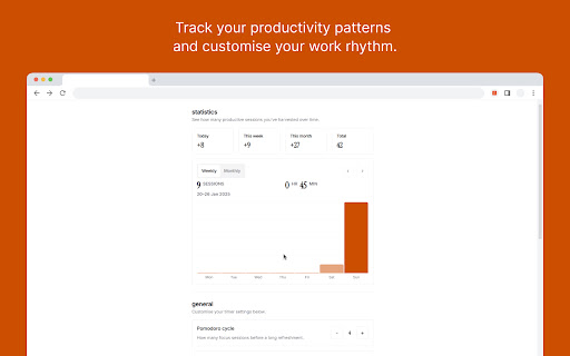 catchup timer a delightful Pomodoro timer  from Chrome web store to be run with OffiDocs Chromium online