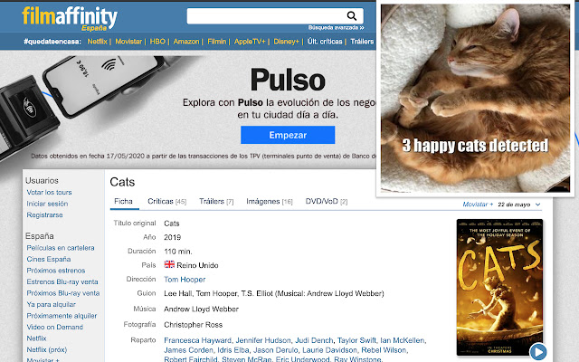 Cat detector  from Chrome web store to be run with OffiDocs Chromium online