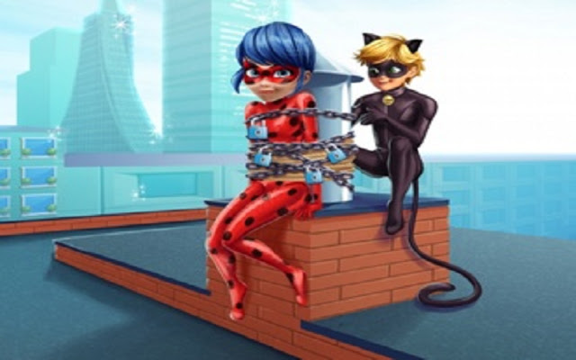 Cat Noir saving Ladybug  from Chrome web store to be run with OffiDocs Chromium online