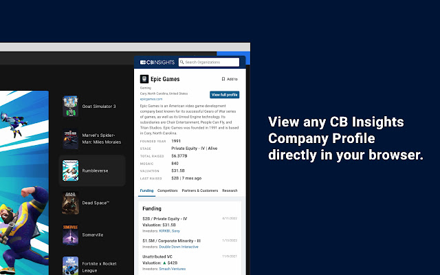 CB Insights  from Chrome web store to be run with OffiDocs Chromium online