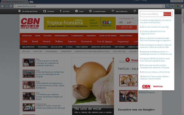 CBN Foz Últimas Notícias  from Chrome web store to be run with OffiDocs Chromium online