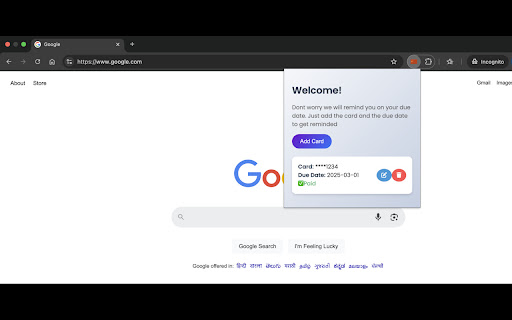 CC Due Reminder  from Chrome web store to be run with OffiDocs Chromium online