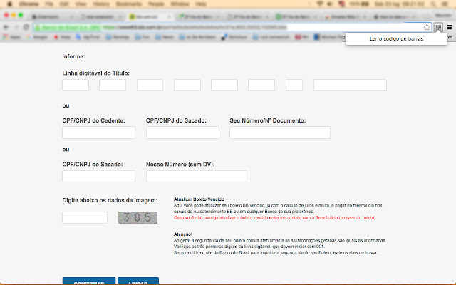 Código de Barras Bancário  from Chrome web store to be run with OffiDocs Chromium online