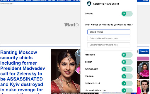 Celebrity News Shield  from Chrome web store to be run with OffiDocs Chromium online