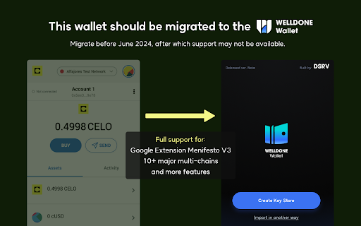 CeloExtensionWallet  from Chrome web store to be run with OffiDocs Chromium online